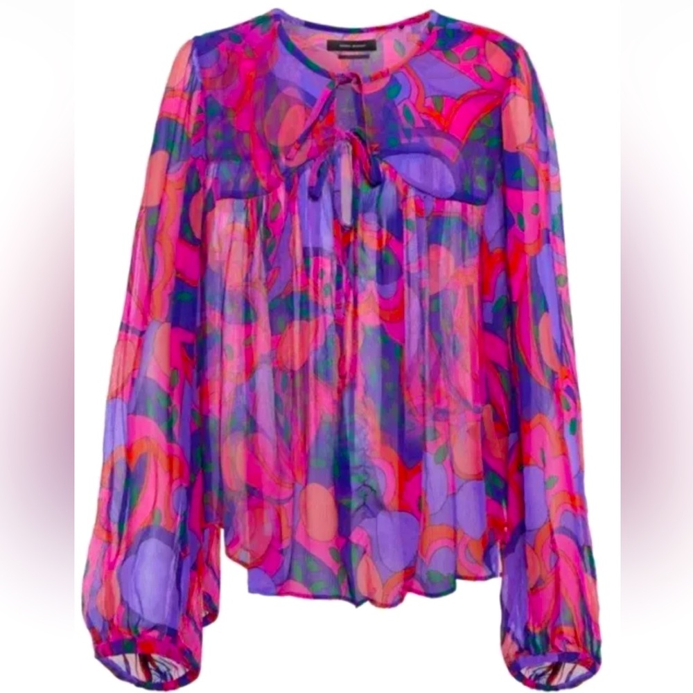 Isabel Marant Ametissa floral silk chiffon Blouse Top Size 36/S